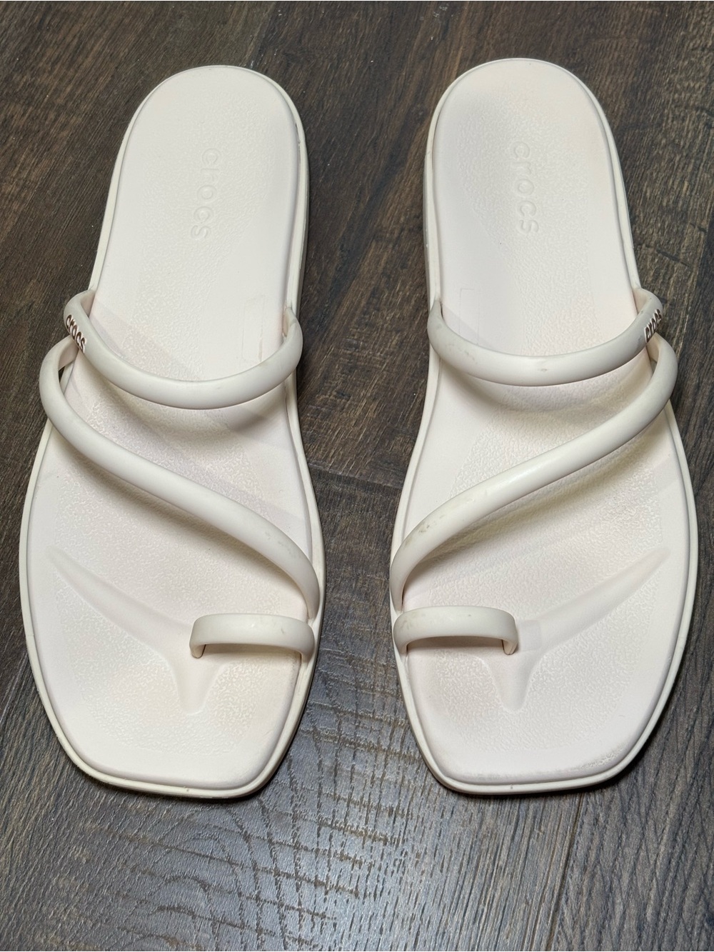 Crocs Miami Toe Loop Sandals White Chalk Triple Strap Women’s 10 Square Toe